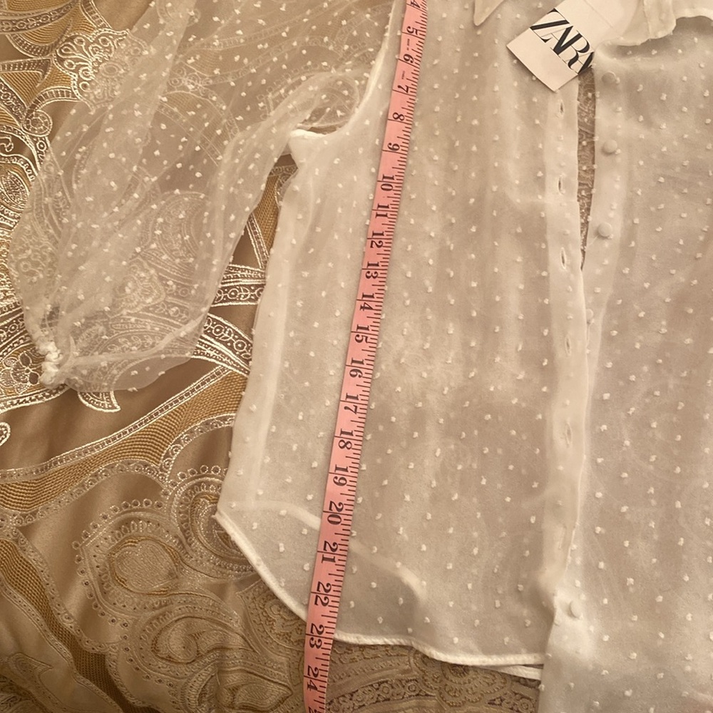 Zara white organza blouse with full sleeves - Picture 11 of 12